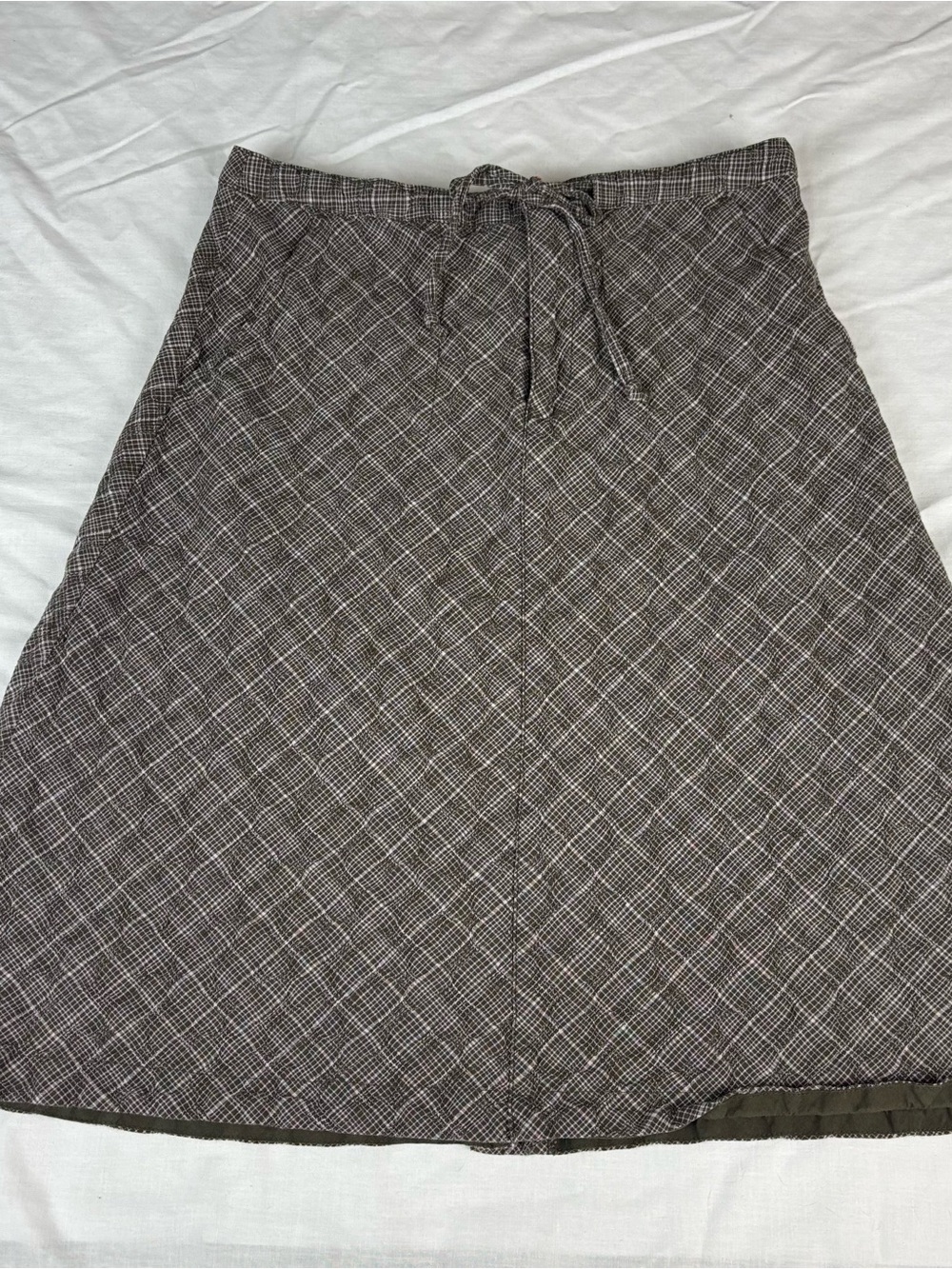 Royal Robbins Brown Plaid A-Line Drawstring Skirt